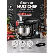 Karaca Multichef Siyah Kıyma Çekme /sucuk-Sosis/içli Köfte Aparatlı Hamur Yoğurma Makinesi Antrasit 1900W 5,5l