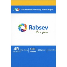 Aydogan's Rabsev Ultra Premium Parlak Fotoğraf Kağıdı, 4r 10X15CM, 200G/M2, Hızlı Kuruyan, 100 Yaprak