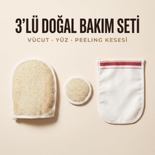 Aydogan's El Geçmeli Kabak Vucut Yüz 3 Set Beyaz Kalın Düz Kese, Tüm Vücud Için Kirlerden ve Lekelerden Arındırır. 3'lü Set Şeklindedir.