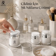 Aydogan's Airless Vakumlu Krem Kavanozu 3'lü Set (15 ml + 30 ml + 50 Ml) - Havasız Pompalı Yeniden Doldurulabilir Kozmetik Krem Kutusu, Seyahat Boy Serum, Losyon, Fondöten ve Bb Cream Saklama Kabı