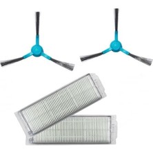 Viomi Mop Pro ve Viomi V2 - V3 Modelleri İçin 2 Adet Hepa Filtre ve 2 Adet Mavi Yan Fırça