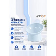 Galeriyo Kedi Figürlü Mama Kabı Mavi