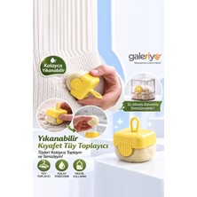 Galeriyo Yıkanabilir Mini Tüy Toplama Rulosu | Dahili Hazneli Evcil Hayvan Kıl, Tüy ve Toz Temizleyici Sarı
