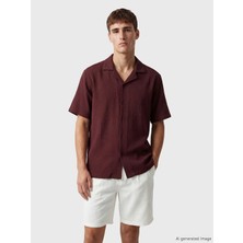 Lc Waikiki Yeni Sezon Bordo Regular Fit Resort Yaka Müslin Erkek Gömlek