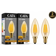 Cata CT-4280 Rustik LED Dekoratif Buji Ampul E14 4W Amber Işık 2 Adet