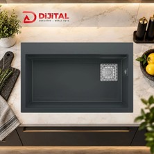 Real Stone Likya 75,5X47 cm Antrasit Granit Mutfak Eviyesi