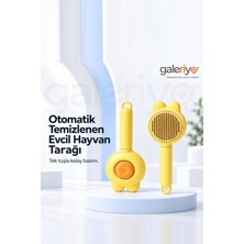 Galeriyo Otomatik Temizlenen Kedi Figürlü Evcil Hayvan Tarağı Sarı