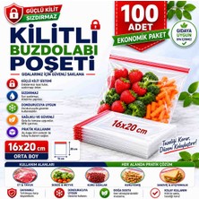 Optimex Kilitli Buzdolabı Poşeti 16X20 cm 100 Adet Orta Boy Şeffaf Gıda Saklama Poşeti