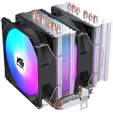 Next Gaming Ng Twin Frost 600B Rainbow Dual Fan Dual Radyatör 6 Bakır Kanal Cpu Soğutucu Siyah