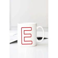Meschain Meschaın E Harfli Baskılı 330 ml Porselen Kupa Bardak (123579-1)