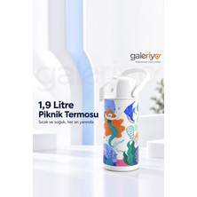 Galeriyo 1.9 Litre Deniz Kızı Desenli Termos Çay Termosu Su Termosu Beyaz