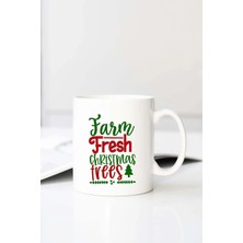 Meschain Meschaın Farm Fresh Christmas Trees 01 Baskılı 330 ml Porselen Kupa Bardak (123654-1)