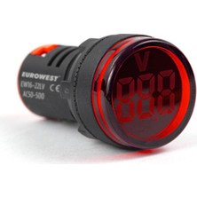 EUROWEST EW16-22LV-K Q22MM Voltmetre LED 24-450V (Kırmızı) - 5'li Paket