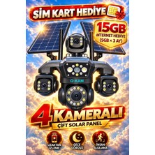 O-KAM OKS340 12MP 4 Kameralı 4G Çift Solar Panel Gece Görüş 15GB İnternet