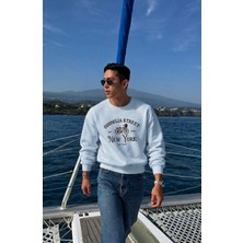 Tarz Cool Erkek Organik Pamuklu Yumuşacık Baskı Detaylı Bisiklet Yaka Içi Polarlı Sweatshirt