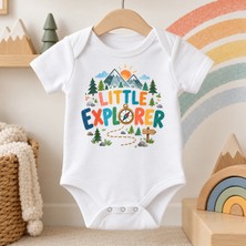Igıgı Collection Little Explorer Ingilizce Baskılı %100 Pamuk Beyaz Unisex Bebek Zıbın