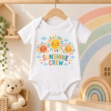 Igıgı Collection Sunshine Crew Ingilizce Baskılı %100 Pamuk Beyaz Unisex Bebek Zıbın