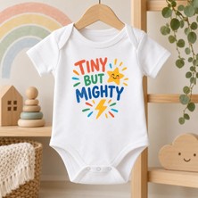 Igıgı Collection Tiny But Mighty Ingilizce Baskılı %100 Pamuk Beyaz Unisex Bebek Zıbın