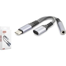 Hadron GJ014 Type-C 3.5 mm Şarj Ses Ayırıcı Kablo Siyah