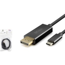 Hadron HDX7858 Type-C To Displayport Görüntü Kablosu 4K 144 Hz 1.8 M Siyah