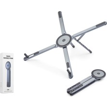Nodar ND8032 Ayarlanabilir Katlanabilir Manyetik Tablet ve Laptop Standı 360° Döner Metal Gri
