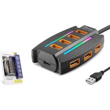 Hadron HDX7036 USB Gaming Rgb Hub 10 Port 480 Mbps 1.2 M Siyah
