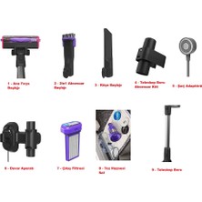 Vintek Black & Decker BHFEA640WG-QW - Ana Başlık / 2in1 Aksesuar Başlığı / Köşe Başlık / Teleskop Boru Kiti / Şarj Adaptörü / Duvar Aparatı / Çıkış Filtresi / Toz Haznesi Set / Teleskop Boru