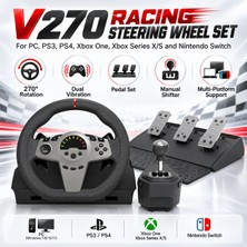 Simülasyon Direksiyon Seti – 270° Döner Oyun Direksiyonu, Çift Titreşim Motoru, Programlanabilir Tuşlar, Pedal ve Vites ile Pc, Ps3, Ps4, Xbox One, Xbox Series X/s, Switch Uyumlu GT100V2