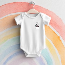 Igigi Collection Igıgı Minimal Sevimli Köpek Baskılı %100 Pamuk Kısa Kollu Beyaz Unisex Bebek Zıbın