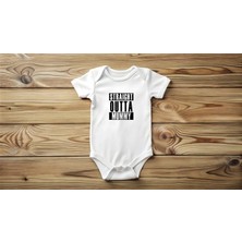 Igigi Collection Igıgı Straight Outta Mummy Yazı Baskılı %100 Pamuk Kısa Kollu Beyaz Unisex Bebek Zıbın