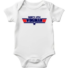 Igigi Collection Igıgı Daddy's Little Wingman Yazı Baskılı %100 Pamuk Kısa Kollu Beyaz Unisex Bebek Zıbın