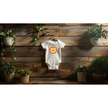 Igigi Collection Igıgı Sevimli Aslan Animal Baskılı %100 Pamuk Kısa Kollu Beyaz Unisex Bebek Zıbın