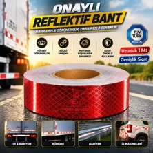 Nzb 1 Metre Tüvtürk Onaylı Belgeli Bant 5 cm Kırmızı Reflektörlü Reflektif Fosforlu Şerit Bant Ikaz Bandı
