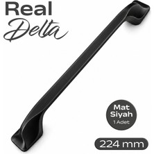 Badem10 (5 Adet) Delta Mat Siyah 224 mm (22,4 Cm) Avangart Dolap Çekmece Mobilya Kulpu Metal Kulp