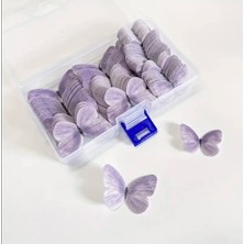Lume Yenilebilir Kelebek Pasta Süsleme Seti - 30 Adet Karışık Boy Gofret Kağıdı Mor (Wafer Paper)
