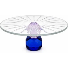 I Love Home Glass Kristal Cam Dekoratif Kek Standı Mavi-Mor 20 cm