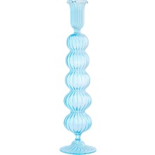 I Love Home Glass El Yapımı Üfleme Cam Şamdan Mavi