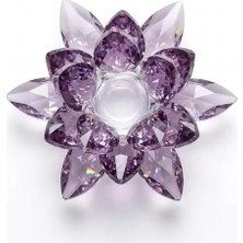 I Love Home Glass Kristal Lotus Mor Şamdan 10*10 cm