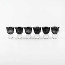 I Love Home Glass Siyah Kristal Top Ayaklı Kahve Yanı Lokumluk 6’lı Set