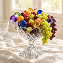 I Love Home Glass Kristal Ayaklı Renkli Top Meyve Kasesi