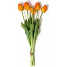 I Love Home Glass Islak Dokulu Yapay Lale - Turuncu 46 cm