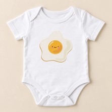 Igigi Collection Igıgı Collection Mutlu Yumurta Baskılı %100 Pamuk Kısa Kollu Unisex Bebek Zıbın