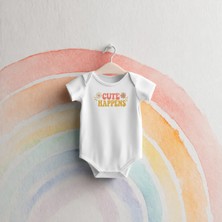 Igigi Collection Igıgı Collection Cute Happens Ingilizce Baskılı %100 Pamuk Unisex Bebek Zıbın