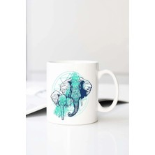 Meschain Meschaın Elephant And Kids 1 Baskılı 330 ml Porselen Kupa Bardak (123497-2)