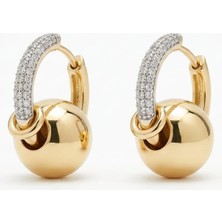 Diva Viva - Gold Kaplama Pirinç Top Detay Halka Küpe