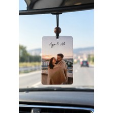 Sapphire Onlinestore Kişiye Özel Dikiz Aynası Süsü 2 Adet Fotoğraflı Pvc Kaplama Araç Süsü | Isimli Sevgiliye Hediye | Çiftlere Özel