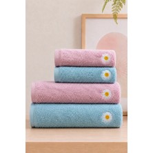Bersay Tekstil Lina 4'lü %100 Pamuk Bambu Nakışlı El - Yüz - Baş / Mutfak Havlusu Seti ( 2 Adet 50X90 cm - 2 Adet 30X50 | Analı Kızlı Çeyizlik Havlu Seti |premium, Yumuşak, Emici ve Dayanıklı