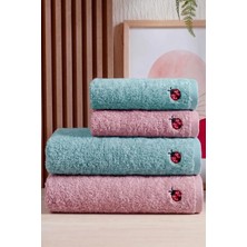 Bersay Tekstil Lena 4'lü %100 Pamuk Bambu Nakışlı El - Yüz - Baş / Mutfak Havlusu Seti ( 2 Adet 50X90 cm - 2 Adet 30X50 | Analı Kızlı Çeyizlik Havlu Seti |premium, Yumuşak, Emici ve Dayanıklı