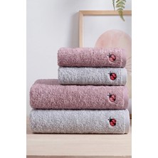 Bersay Tekstil Lena 4'lü %100 Pamuk Bambu Nakışlı El - Yüz - Baş / Mutfak Havlusu Seti ( 2 Adet 50X90 cm - 2 Adet 30X50 | Analı Kızlı Çeyizlik Havlu Seti |premium, Yumuşak, Emici ve Dayanıklı