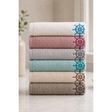 Bersay Tekstil 6'lı 30X50, %100 Pamuk Bambu, Nakışlı Mutfak & El Havlu Seti – Yumuşak, Emici ve Dayanıklı, Dümen Desenli